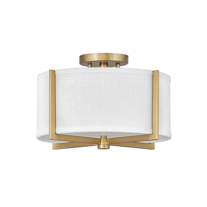 Hinkley 41706 Axis Off White 2-lt 15" LED Semi-Flush Mount - Heritage Brass
