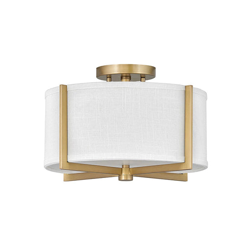Hinkley 41706 Axis Off White 2-lt 15" LED Semi-Flush Mount - Heritage Brass