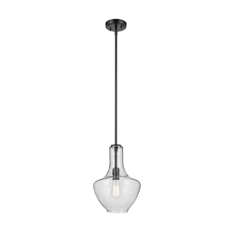 Kichler 42141 Everly 1- lt 11" Bell Pendant - Black/Clear Seeded