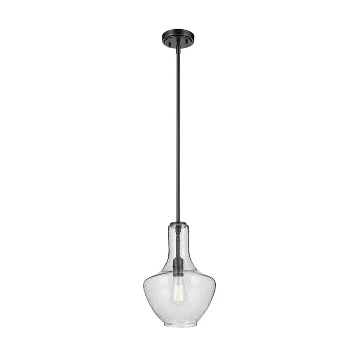 Kichler 42141 Everly 1- lt 11" Bell Pendant - Black/Clear Seeded