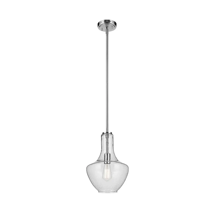 Kichler 42141 Everly 1- lt 11" Bell Pendant - Chrome/Clear Seeded