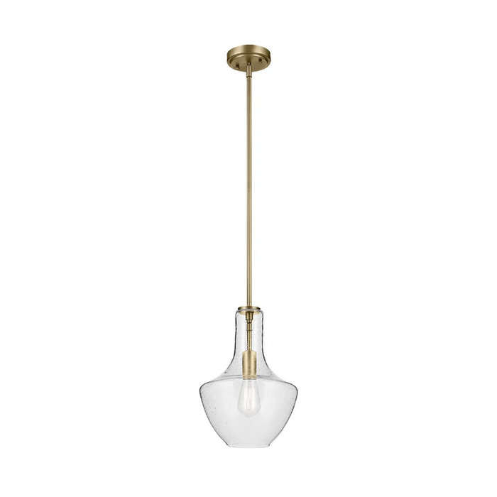 Kichler 42141 Everly 1- lt 11" Bell Pendant - Natural Brass/Clear Seeded