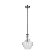 Kichler 42141 Everly 1- lt 11" Bell Pendant - Brushed Nickel/Clear