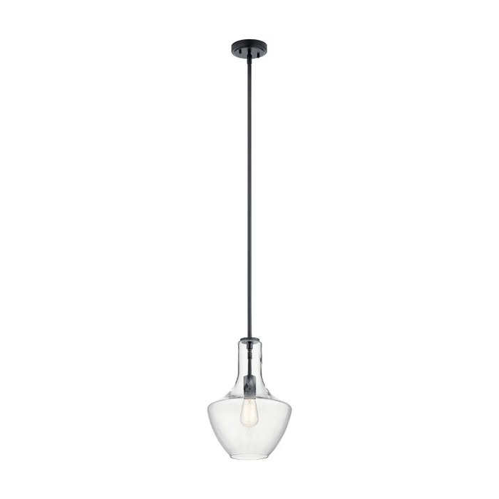 Kichler 42141 Everly 1- lt 11" Bell Pendant - Black/Clear