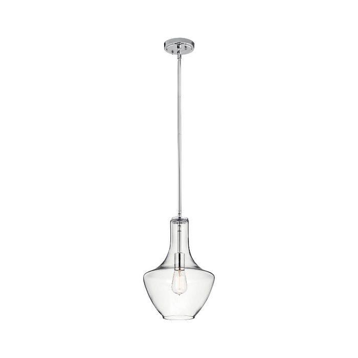 Kichler 42141 Everly 1- lt 11" Bell Pendant - Chrome/Clear