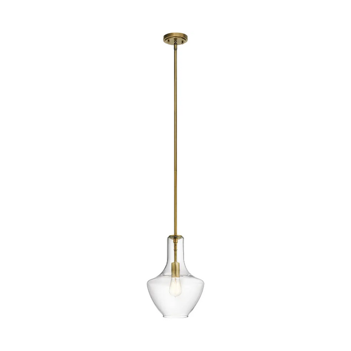 Kichler 42141 Everly 1- lt 11" Bell Pendant - Natural Brass/Clear