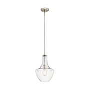 Kichler 42141 Everly 1- lt 11" Bell Pendant - Brushed Nickel/Clear Seeded