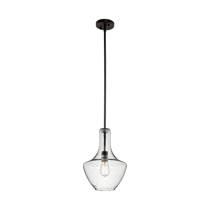 Kichler 42141 Everly 1- lt 11" Bell Pendant - Olde Bronze/Clear Seeded