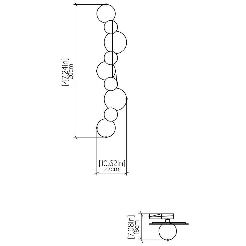Accord 4224 Luna 4-lt 47" Tall Wall Lamp
