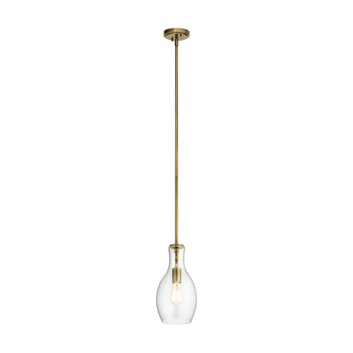 Kichler 42456 Everly 1-lt 7" Pendant-Natural Brass