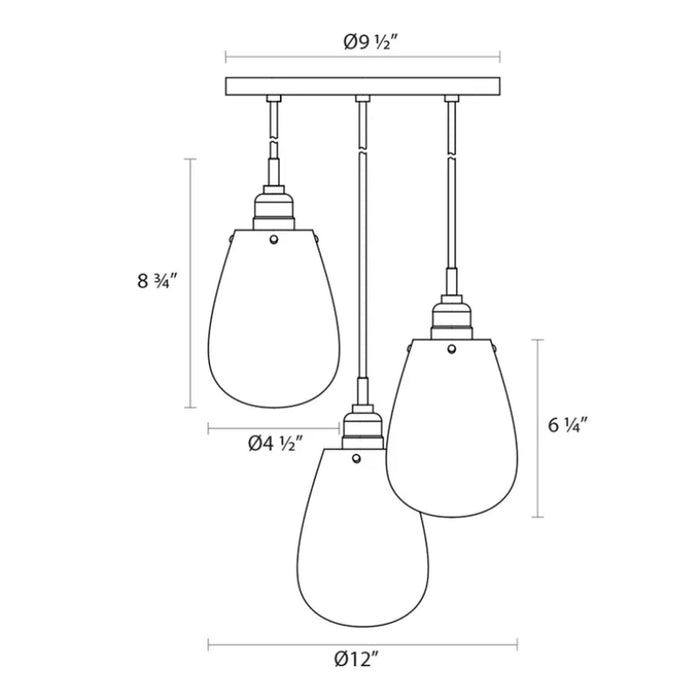 Sonneman 4293 Chelsea 3-lt 12" Pendant