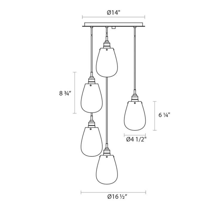 Sonneman 4295 Chelsea 5-lt 17" Pendant