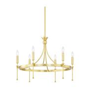 Hudson Valley 4327 Gates 6-lt 27" Chandelier-Aged Brass