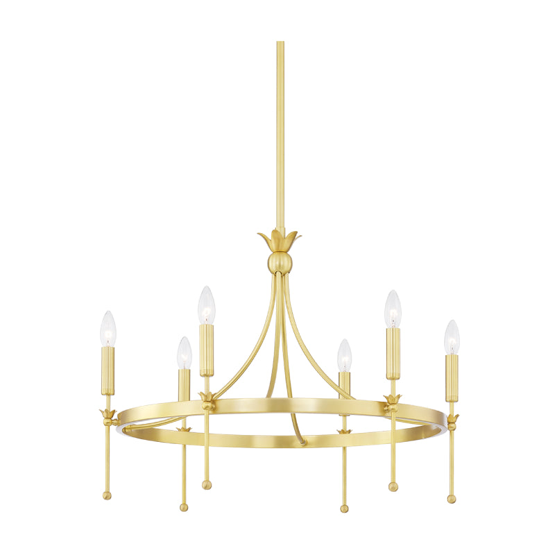 Hudson Valley 4327 Gates 6-lt 27" Chandelier-Aged Brass
