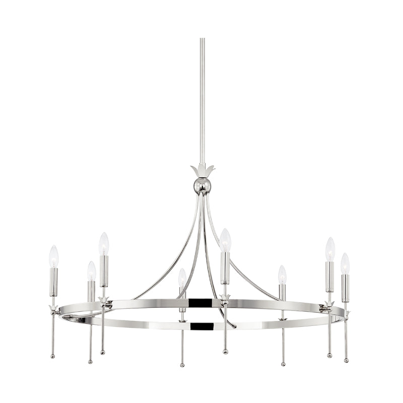 Hudson Valley 4338 Gates 8-lt 39" Chandelier-Polished Nickel
