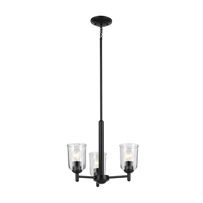 Kichler 43670 Shailene 3-lt 18" Chandelier - Black/Clear