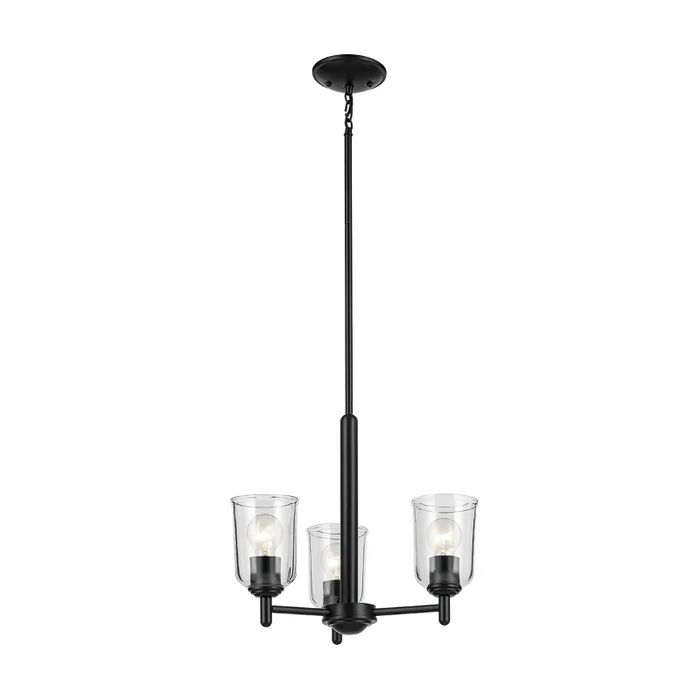 Kichler 43670 Shailene 3-lt 18" Chandelier - Black/Clear