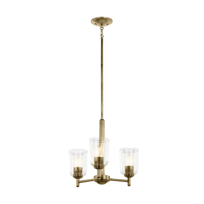 Kichler 43670 Shailene 3-lt 18" Chandelier - Natural Brass/Clear