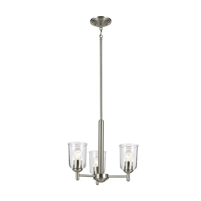 Kichler 43670 Shailene 3-lt 18" Chandelier - Brushed Nickel/Clear