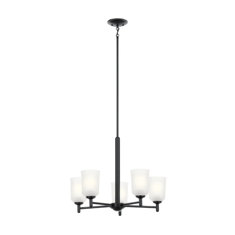Kichler 43671 Shailene 5-lt 24" Chandelier - Black/Satin Etched
