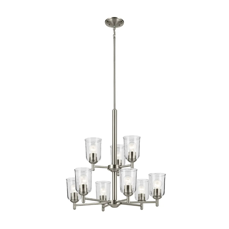 Kichler 43672 Shailene 9-lt 27" Chandelier - Brushed Nickel/Clear