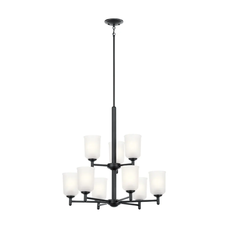 Kichler 43672 Shailene 9-lt 27" Chandelier - Black/Satin Etched