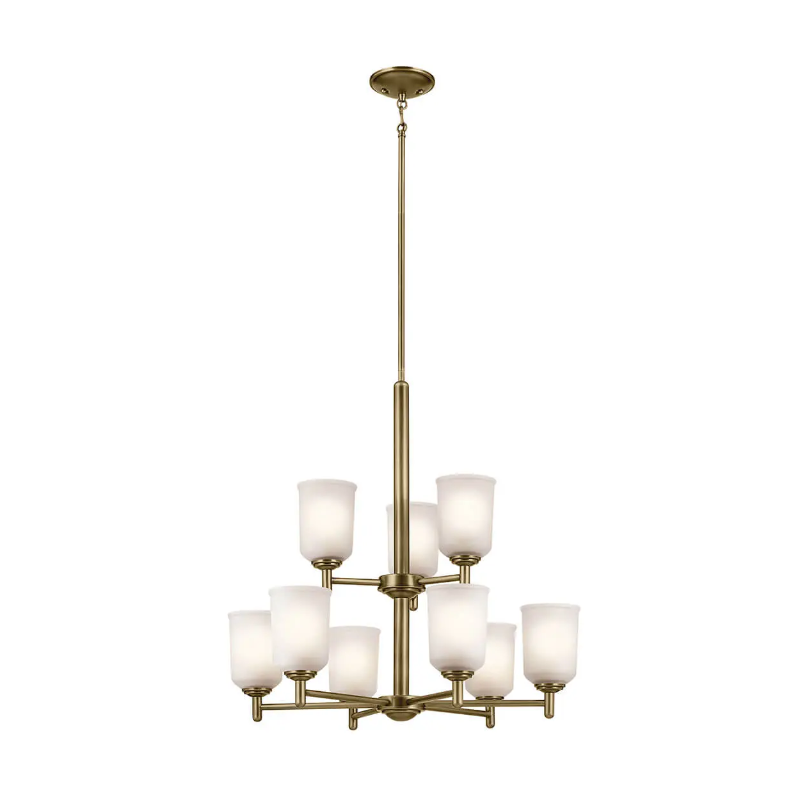 Kichler 43672 Shailene 9-lt 27" Chandelier - Natural Brass/Satin Etched