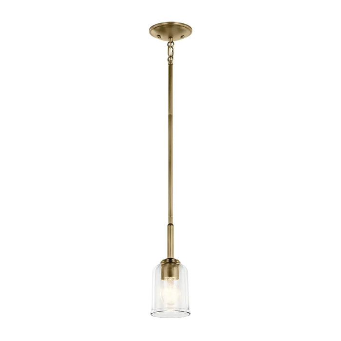 Kichler 43674 Shailene 1-lt 5" Pendant - Natural Brass/Clear Glass