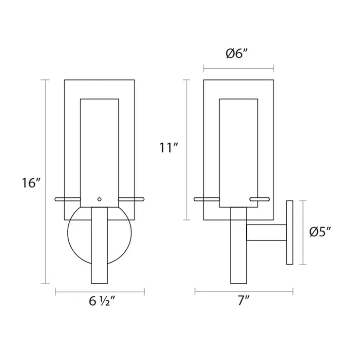 Sonneman 4391 Zylinder 1-lt 16" Tall Sconce