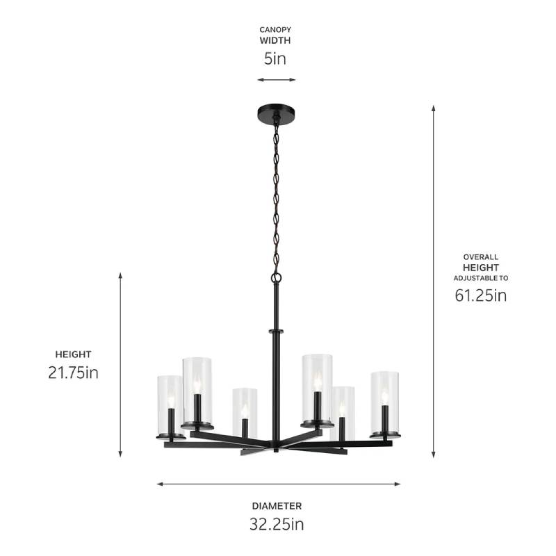 Kichler 44013 Crosby 6-lt 32" Chandelier