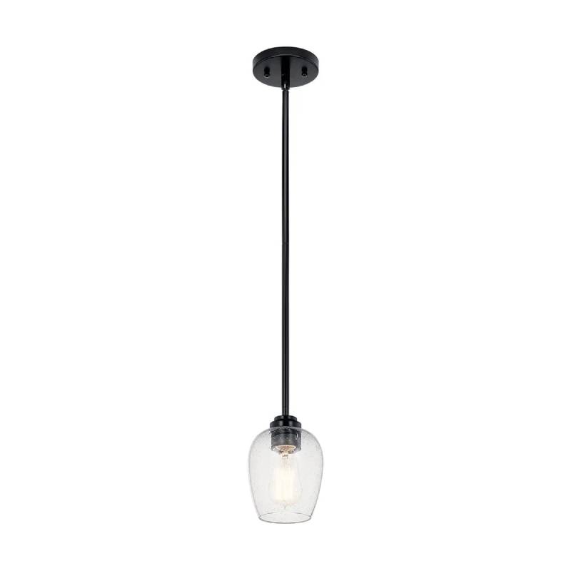 Kichler 44380 Valserrano 1-lt 5" Mini Pendant-Black Clear Satin Etched
