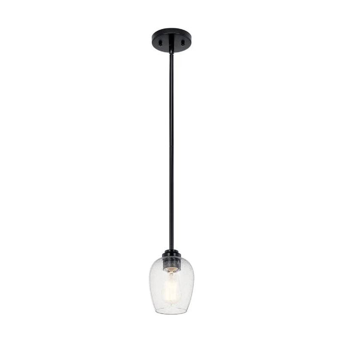 Kichler 44380 Valserrano 1-lt 5" Mini Pendant-Black Clear Satin Etched