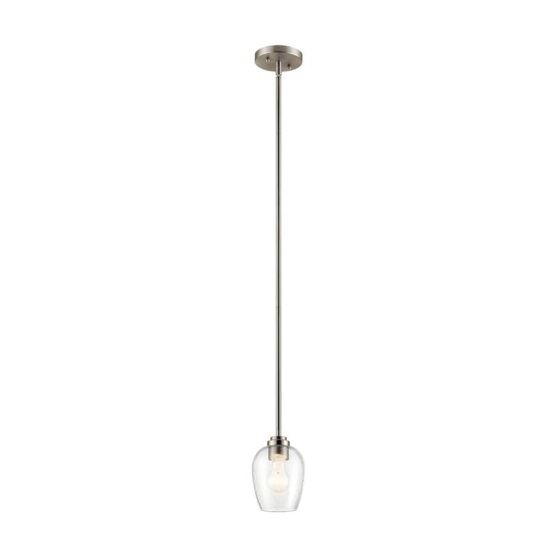 Kichler 44380 Valserrano 1-lt 5" Mini Pendant-Brushed Nickel Clear Satin Etched
