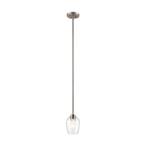 Kichler 44380 Valserrano 1-lt 5" Mini Pendant-Brushed Nickel Clear Satin Etched