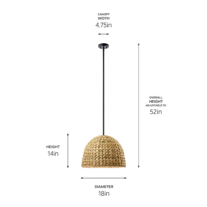 Kichler 44399 Raffiana 1-lt 18" Pendant