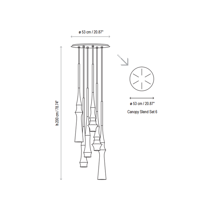 Bover Slend Set 6 Circular 6-lt 21" LED Pendant