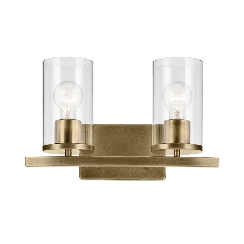 Kichler 45496 Crosby 2-lt 15" Vanity Light-Natural Brass
