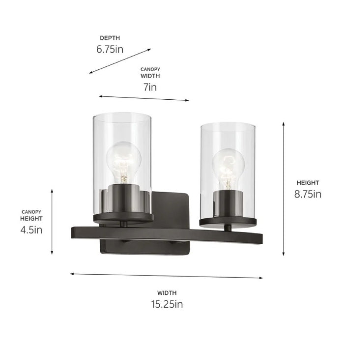 Kichler 45496 Crosby 2-lt 15" Vanity Light