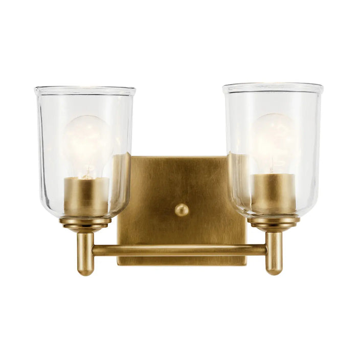 Kichler 45573 Shailene 2-lt 13" Vanity Light - Natural Brass/Clear Glass