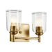 Kichler 45573 Shailene 2-lt 13" Vanity Light - Natural Brass/Clear Glass