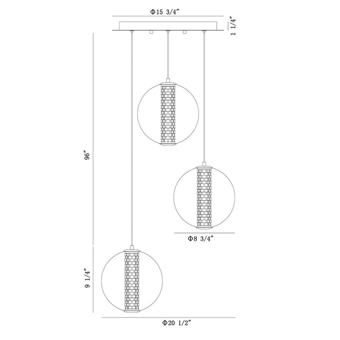 Eurofase 45736 Atomo 3-lt 21" LED Pendant