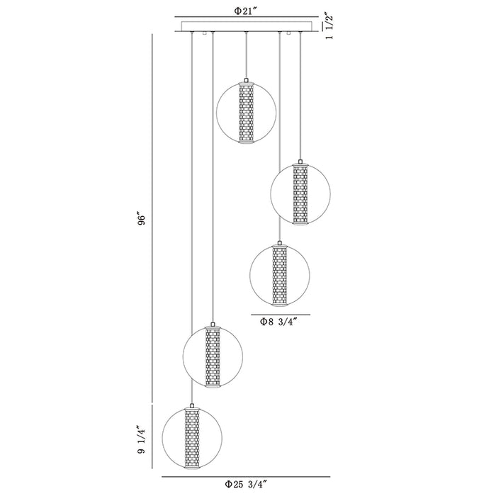 Eurofase 45737 Atomo 5-lt 26" LED Pendant