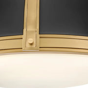 Hinkley 46353-LCB Barton 3-lt 18" LED Flush Mount - Black with Lacquered Brass accents