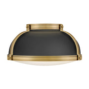 Hinkley 46353-LCB Barton 3-lt 18" LED Flush Mount - Black with Lacquered Brass accents
