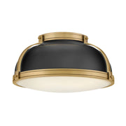 Hinkley 46353-LCB Barton 3-lt 18" LED Flush Mount - Black with Lacquered Brass accents