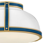 Hinkley 46353-LCB Barton 3-lt 18" LED Flush Mount - Gloss White with Lacquered Brass accents