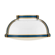 Hinkley 46353-LCB Barton 3-lt 18" LED Flush Mount - Gloss White with Lacquered Brass accents