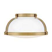 Hinkley 46353-LCB Barton 3-lt 18" LED Flush Mount - Matte White with Lacquered Brass accents