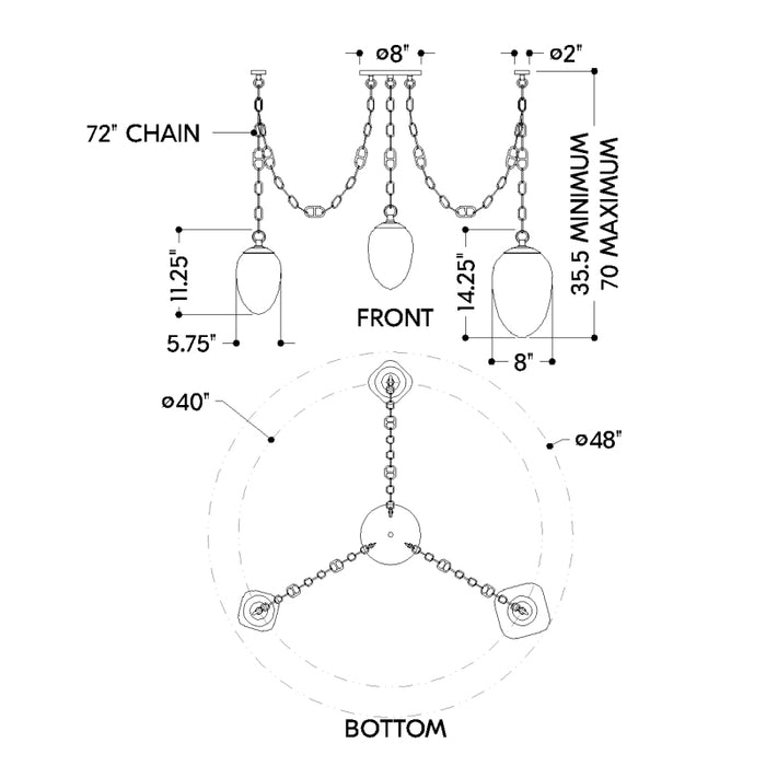 Corbett 464-48 Daith 3-lt 48" LED Chandelier