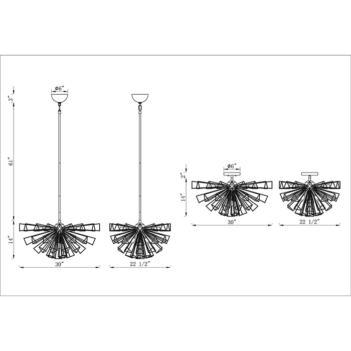 Eurofase 46762 Dendelio 9-lt 30" Semi Flush Mount